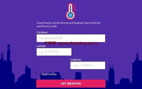 html表单页面代码紫色大气天气应用特效